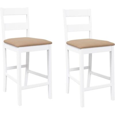 Tabourets de Bar Blancs en Bois de Caoutchouc avec Coussins - Ergonomiques & Durables Tabourets de Bar Blancs en Bois de Caoutchouc avec Coussins - Ergonomiques & Durables