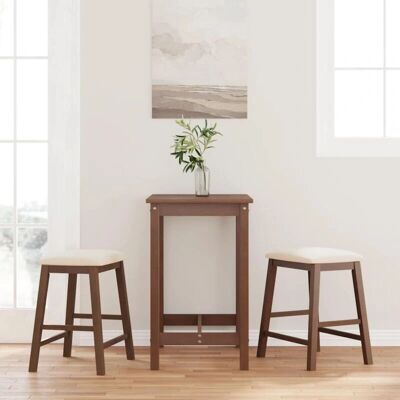 vidaXL Braune Massivholztisch mit Kissen - Thekenhocker vidaXL Braune Massivholztisch mit Kissen - Thekenhocker