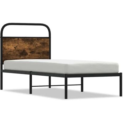 vidaXL 4100204 sängram - Teräs, Savutikka tammi - Sängram vidaXL 4100204 sängram - Teräs, Savutikka tammi - Sängram