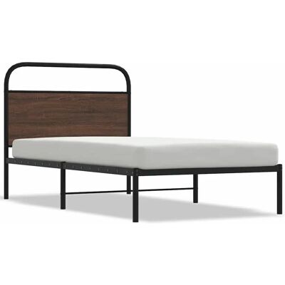 vidaXL Bettgestell - 90x190 cm - Braun Eichen-Optik - Stahl - Robust vidaXL Bettgestell - 90x190 cm - Braun Eichen-Optik - Stahl - Robust