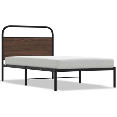 Vidaxl 4100302 Bedframe - Eikenbruin - 100x200 cm - Staal - Bedframe Vidaxl 4100302 Bedframe - Eikenbruin - 100x200 cm - Staal - Bedframe