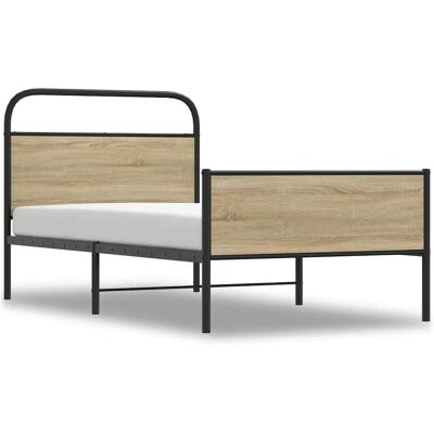 vidaXL Metallbett Sonoma Eiche - 100x200 cm - Bettgestell vidaXL Metallbett Sonoma Eiche - 100x200 cm - Bettgestell