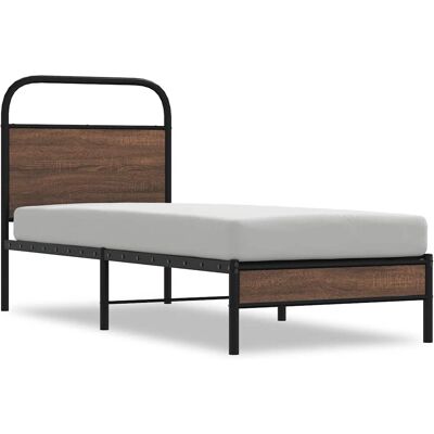 vidaXL Metallbett Braun Eichen-Optik - Bettgestell vidaXL Metallbett Braun Eichen-Optik - Bettgestell