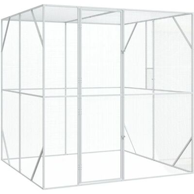 vidaXL Metaliczny Szary 202 x 209 x 214 cm Klatka na ptaki - Klatka na ptaki vidaXL Metaliczny Szary 202 x 209 x 214 cm Klatka na ptaki - Klatka na ptaki