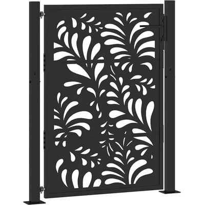 vidaXL Garden Gate - Black Steel Wavy Design - Garden Gate vidaXL Garden Gate - Black Steel Wavy Design - Garden Gate