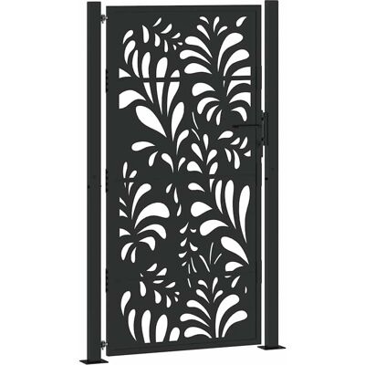 vidaXL Gartentor - Schwarzer Stahl Wellen-Design 105x180cm vidaXL Gartentor - Schwarzer Stahl Wellen-Design 105x180cm
