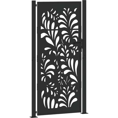 vidaXL Gartentor Schwarz 105x205 cm Stahl Wellen-Design Außentür vidaXL Gartentor Schwarz 105x205 cm Stahl Wellen-Design Außentür
