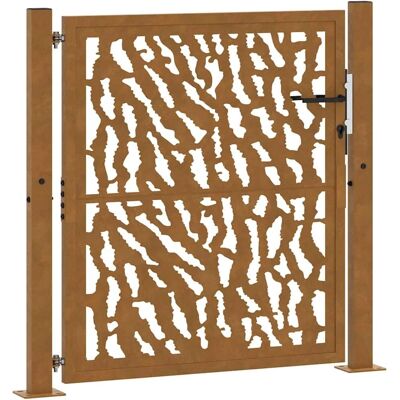 vidaXL Porte de jardin design avec lames en acier endommagé 105x105 cm vidaXL Porte de jardin design avec lames en acier endommagé 105x105 cm