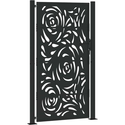 vidaXL Gartentor - Laser-Design Stahl Schwarz 105x180 cm vidaXL Gartentor - Laser-Design Stahl Schwarz 105x180 cm
