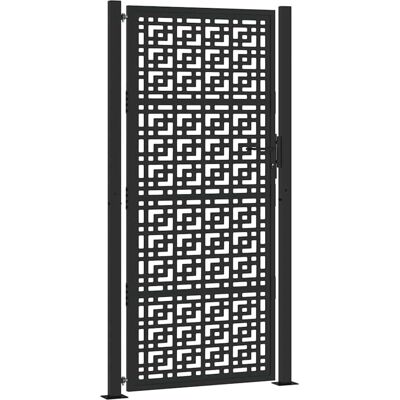 vidaXL Portail de jardin noir en acier résistant aux intempéries 105x205 cm vidaXL Portail de jardin noir en acier résistant aux intempéries 105x205 cm