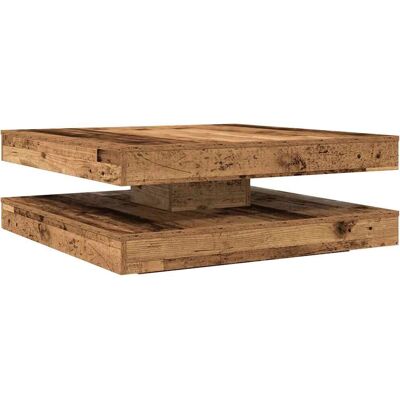 vidaXL Oud Hout 90x90cm Draaiende Salontafel - Salontafel vidaXL Oud Hout 90x90cm Draaiende Salontafel - Salontafel