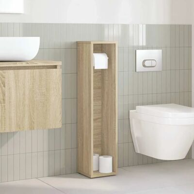 vidaXL Badkamerkast met Rolhouder Sonoma Eik 20,5x20x90 cm Bruin - Badmeubel vidaXL Badkamerkast met Rolhouder Sonoma Eik 20,5x20x90 cm Bruin - Badmeubel