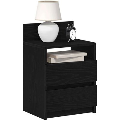 vidaXL Nachtkastje met 2 lades zwart - Bedtafel vidaXL Nachtkastje met 2 lades zwart - Bedtafel