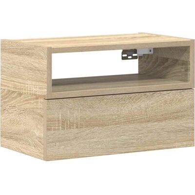vidaXL Oak Nightstand - Wall-mounted Bedside Table - Nightstand vidaXL Oak Nightstand - Wall-mounted Bedside Table - Nightstand
