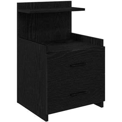 Vidaxl Zwart Engineered Wood Bedside Cabinet - 2 Lades Vidaxl Zwart Engineered Wood Bedside Cabinet - 2 Lades