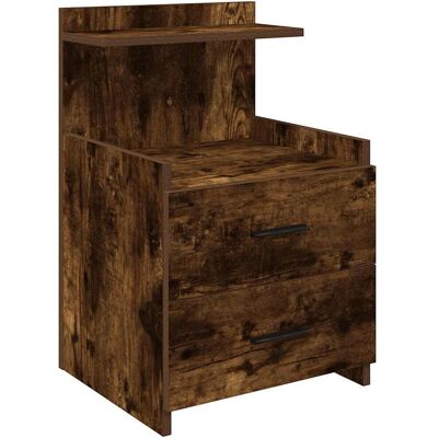 Vidaxl Gerookte Eiken Nachtkastje - 2 Lades - 40x36.5x62 Cm Vidaxl Gerookte Eiken Nachtkastje - 2 Lades - 40x36.5x62 Cm