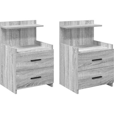 Vidaxl Grijze Sonoma Nighstand Set met 2 Lades 40x36.5x62 Cm Vidaxl Grijze Sonoma Nighstand Set met 2 Lades 40x36.5x62 Cm
