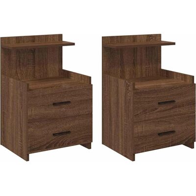 Vidaxl Bruin Eiken Nachtkastjes Set Van 2 - Nachtkastjes Vidaxl Bruin Eiken Nachtkastjes Set Van 2 - Nachtkastjes
