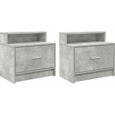 vidaXL Nachttisch Mit Schublade 2 Stk Concrete Grey - Nachttisch vidaXL Nachttisch Mit Schublade 2 Stk Concrete Grey - Nachttisch