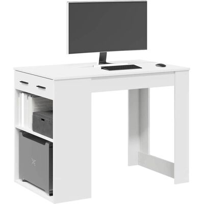 vidaXL Desk with Drawer and Shelf White - Desk vidaXL Desk with Drawer and Shelf White - Desk
