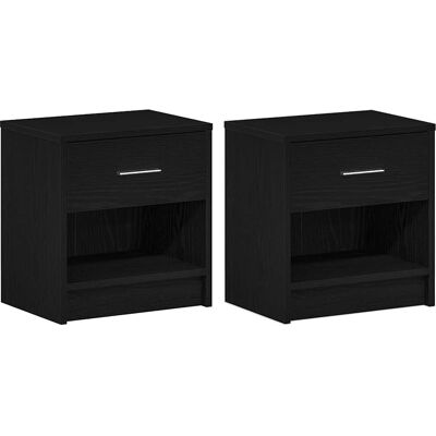 vidaXL Nachtkastjes 2 stuks met lade Zwart 39x28x41 cm Grijs - Nachtkastje vidaXL Nachtkastjes 2 stuks met lade Zwart 39x28x41 cm Grijs - Nachtkastje
