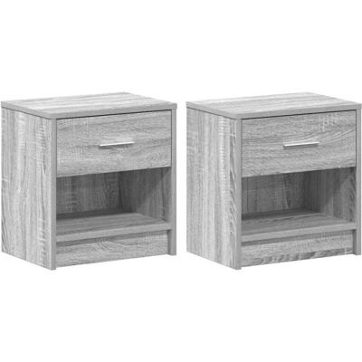 vidaXL Nachtkasten 2 stuks met lade Grijs Sonoma 39x28x41 cm Bruin vidaXL Nachtkasten 2 stuks met lade Grijs Sonoma 39x28x41 cm Bruin