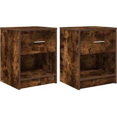 vidaXL Nachtkastjes Set van 2 - Rookeiken - 40x34x50 cm vidaXL Nachtkastjes Set van 2 - Rookeiken - 40x34x50 cm