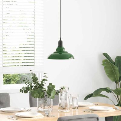vidaXL Regulowana lampa wisząca E27 Zielona Połysk - Lampa wisząca vidaXL Regulowana lampa wisząca E27 Zielona Połysk - Lampa wisząca