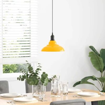 vidaXL Regulowana wysokość lampy wiszącej E27 Żółta błyszcząca Ø 31cm vidaXL Regulowana wysokość lampy wiszącej E27 Żółta błyszcząca Ø 31cm