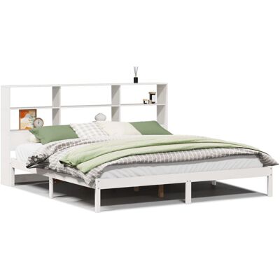 vidaXL Weißes Bücherregal Bett mit Stauraum - Bettart vidaXL Weißes Bücherregal Bett mit Stauraum - Bettart