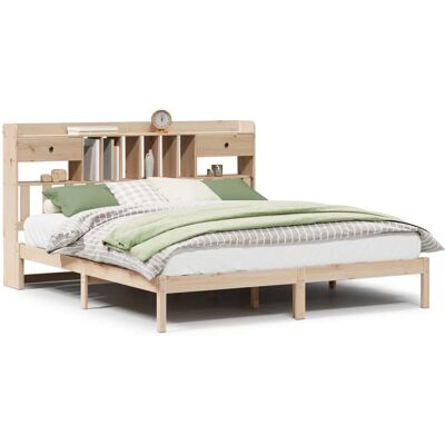 vidaXL Bett mit Bücherregal-Kopfteil - Massives Kiefernholz - 180x200cm vidaXL Bett mit Bücherregal-Kopfteil - Massives Kiefernholz - 180x200cm