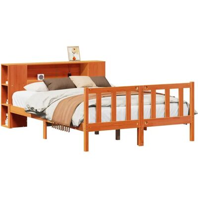 vidaXL 3321668 Bett mit Regal - Doppelbett aus Holz, Wachsbraun, 135x190cm vidaXL 3321668 Bett mit Regal - Doppelbett aus Holz, Wachsbraun, 135x190cm