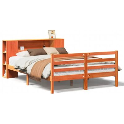 vidaXL Bookcase Bett mit Stauraum - 135x190 cm, Kiefernholz, Braun vidaXL Bookcase Bett mit Stauraum - 135x190 cm, Kiefernholz, Braun