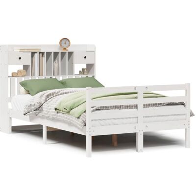 vidaXL Bett mit Bücherregal-Kopfteil - Massives Kiefernholz 140x190cm vidaXL Bett mit Bücherregal-Kopfteil - Massives Kiefernholz 140x190cm