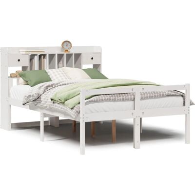 vidaXL Bett mit Bücherregal - 160x200 cm - Weiß - Massives Kiefernholz vidaXL Bett mit Bücherregal - 160x200 cm - Weiß - Massives Kiefernholz