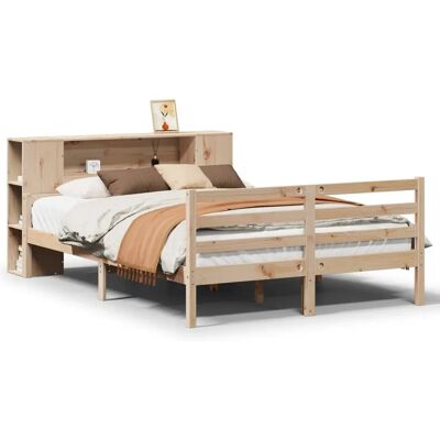 vidaXL Bett mit Bücherregal - Kiefer 135x190cm - Rustikale Schlaflösung vidaXL Bett mit Bücherregal - Kiefer 135x190cm - Rustikale Schlaflösung