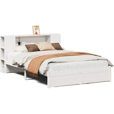 vidaXL 150x200cm Weiß Bücherregal Bett - Bett vidaXL 150x200cm Weiß Bücherregal Bett - Bett