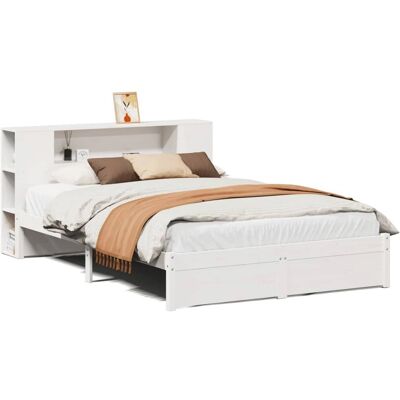 vidaXL 3322364 Weißes Bücherregal Bett - Stauraum & Platzsparendes Bett vidaXL 3322364 Weißes Bücherregal Bett - Stauraum & Platzsparendes Bett