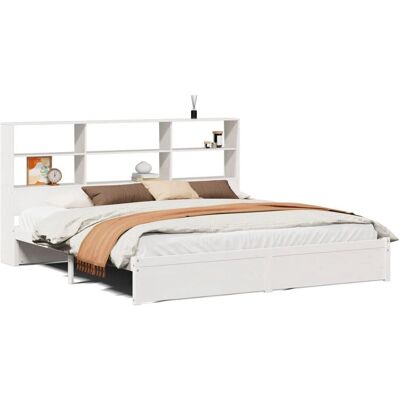 vidaXL 3322400 Bett - Weiß, 180x200cm, mit Regal, Massiv Kiefer vidaXL 3322400 Bett - Weiß, 180x200cm, mit Regal, Massiv Kiefer
