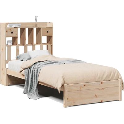 vidaXL Bettrahmen mit Regal - 75x190cm Massivholz vidaXL Bettrahmen mit Regal - 75x190cm Massivholz