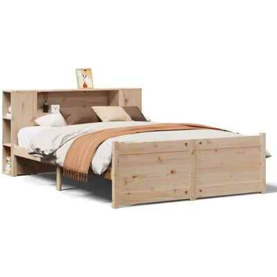 vidaXL Bett mit Bücherregal - Robuster Kiefernholzrahmen - Platzsparendes Design vidaXL Bett mit Bücherregal - Robuster Kiefernholzrahmen - Platzsparendes Design