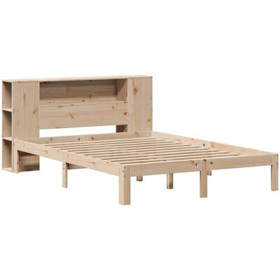 vidaXL Bookcase Bed without Mattress - 140x190cm Rustic Pine Bed vidaXL Bookcase Bed without Mattress - 140x190cm Rustic Pine Bed