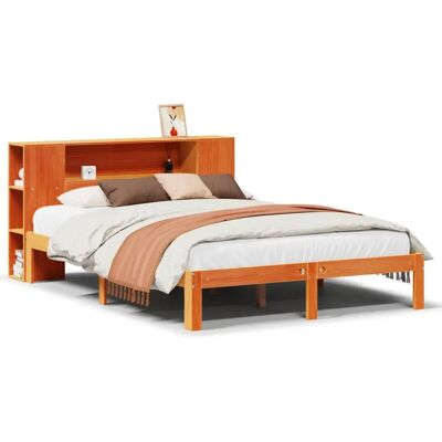 vidaXL Sänky kirjahyllyllä ilman patjaa 140x190cm Massiivipuu Pihlaja - Sänky vidaXL Sänky kirjahyllyllä ilman patjaa 140x190cm Massiivipuu Pihlaja - Sänky