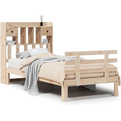 vidaXL Bett mit Bücherregal-Kopfteil 90x200cm - Holzrahmen vidaXL Bett mit Bücherregal-Kopfteil 90x200cm - Holzrahmen