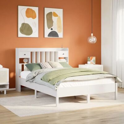 vidaXL 3322907 Bett - Weiß, Platzsparend, Bücherregal, 150x200 cm - Bett vidaXL 3322907 Bett - Weiß, Platzsparend, Bücherregal, 150x200 cm - Bett
