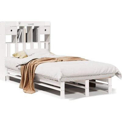 vidaXL Bett mit Bücherregal, Weiß, 75x190 cm - Bett vidaXL Bett mit Bücherregal, Weiß, 75x190 cm - Bett