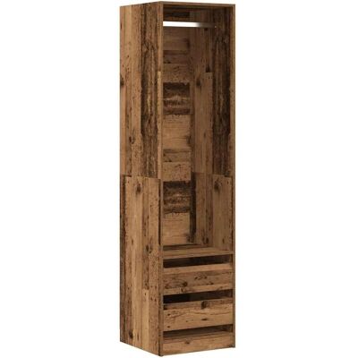 Armoire en Bois Ancien 50x50x200 cm avec 4 Tiroirs - Armoire - Publicité Armoire en Bois Ancien 50x50x200 cm avec 4 Tiroirs - Armoire - Publicité