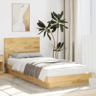 vidaXL Bed Frame 80x200cm Low Profile Solid Wood Brown Oak - Bed Frame vidaXL Bed Frame 80x200cm Low Profile Solid Wood Brown Oak - Bed Frame