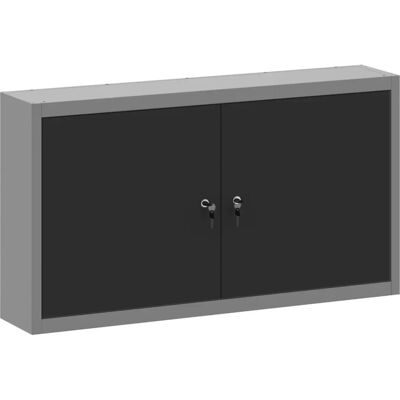 vidaXL Wandmontierter Werkzeugschrank - 100x20x55cm - Stahl, Grau, Schwarz vidaXL Wandmontierter Werkzeugschrank - 100x20x55cm - Stahl, Grau, Schwarz