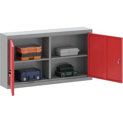 vidaXL Wandmontierter Werkzeugschrank - Stahl 100x20x55 cm - Grau Rot vidaXL Wandmontierter Werkzeugschrank - Stahl 100x20x55 cm - Grau Rot